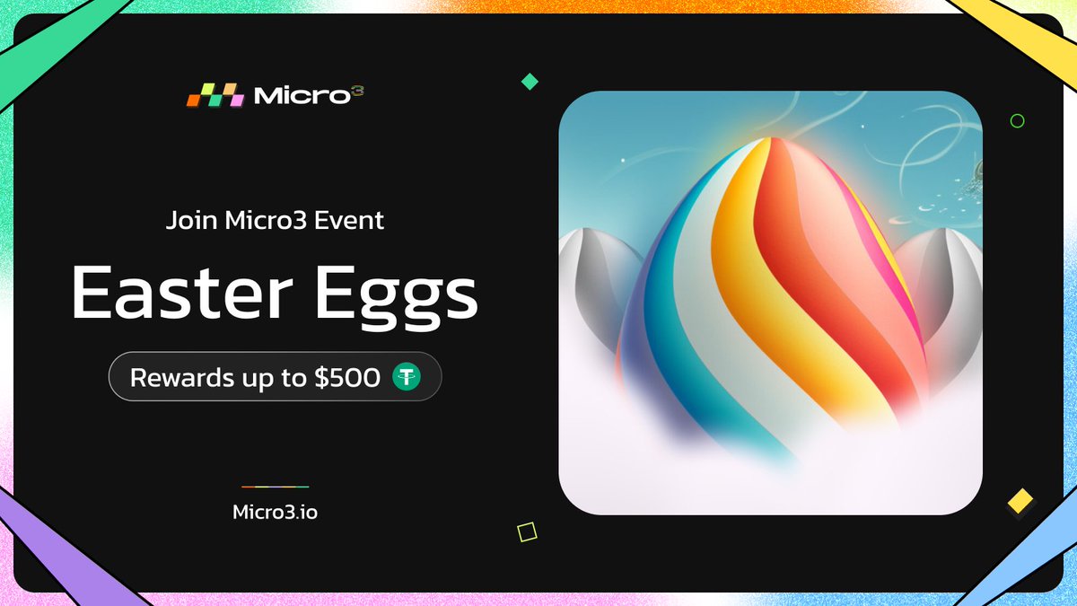 Celebrate the Easter Day with #Micro3! 🌟 Own an Easter egg for only 200 M3G and crack it open for a chance to win a generous amount of M3G or, if luck is on your side, snag 10 USDT. 🐣 Embrace the joy of Easter with Micro3 and let the spirit of resurrection inspire you!✨