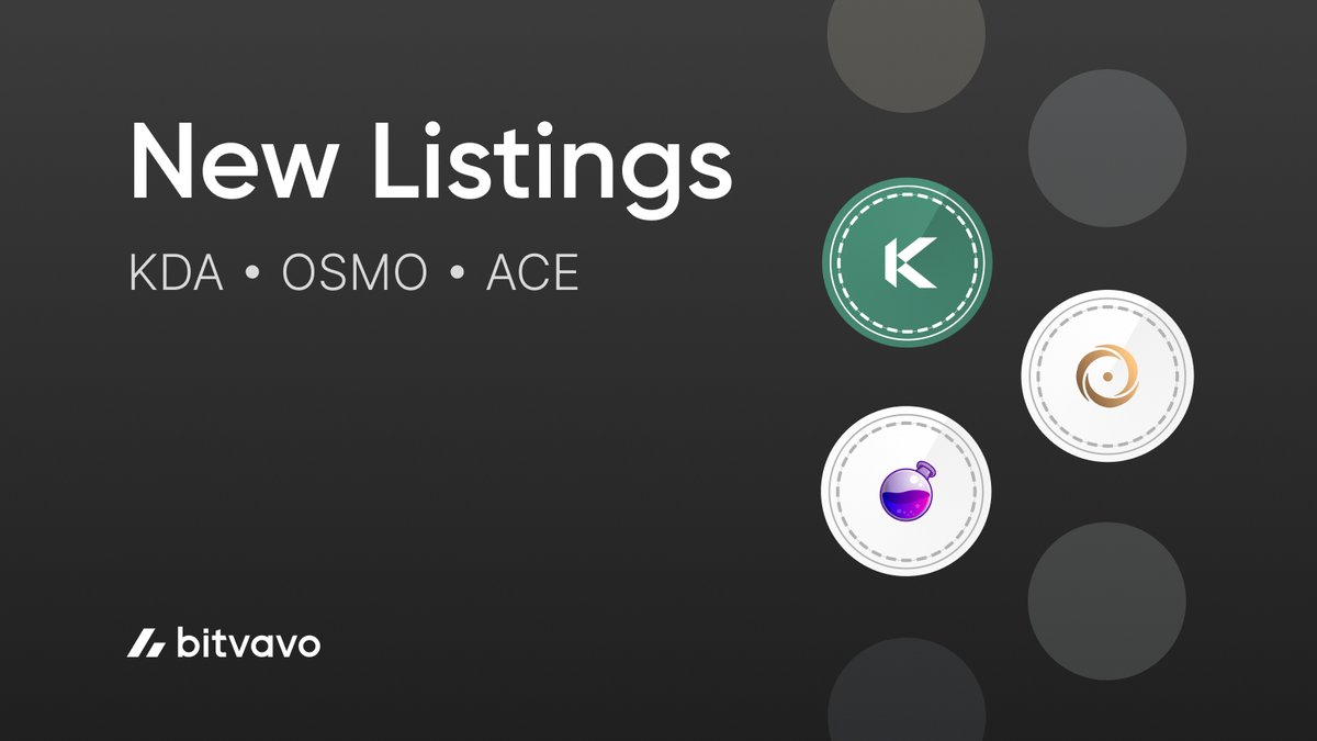 New listings 🙌 You can now find #Kadena, #Osmosis, and #Fusionist on Bitvavo. Trade $KDA, $OSMO, and $ACE ➡️ Bitvavo.com