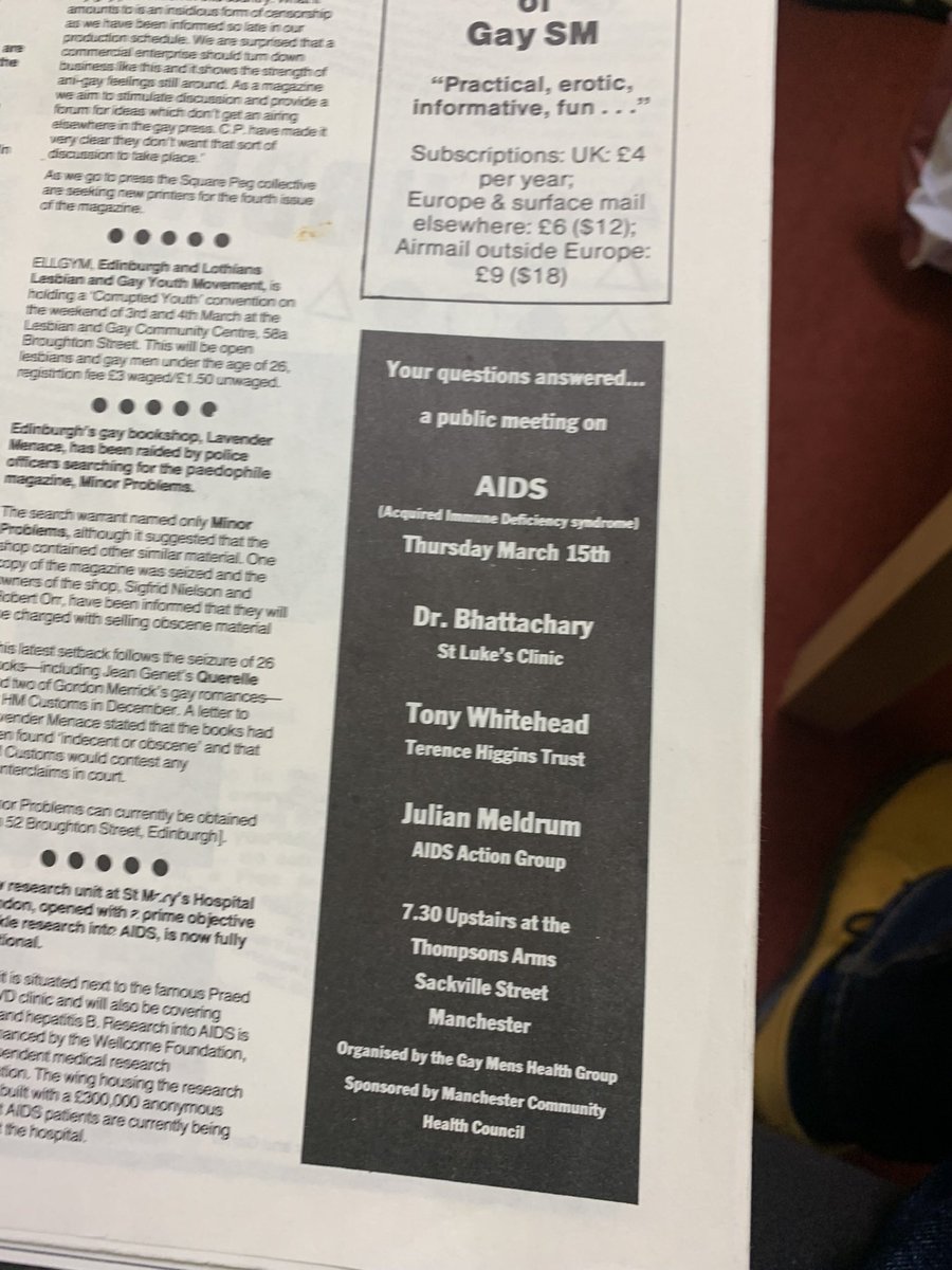 40 years ago today the first public meeting about #AIDS in #Manchester at the Thompson arms. In the following years many lives were lost before effective treatments were developed. The community response saw the development of @GeorgeHouseTrst @LGBTfdn @MASHManchester @the_BHA