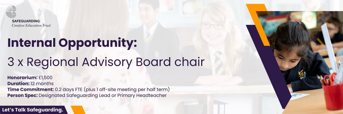 Today, in London, we are interviewing for Regional (Safeguarding) Advisory Board chairs. RABs are a collaborative forum where DSLs share best practices, identify local themes, discuss contextual safeguarding harms & interventions that make pupils safer, and encourage working…