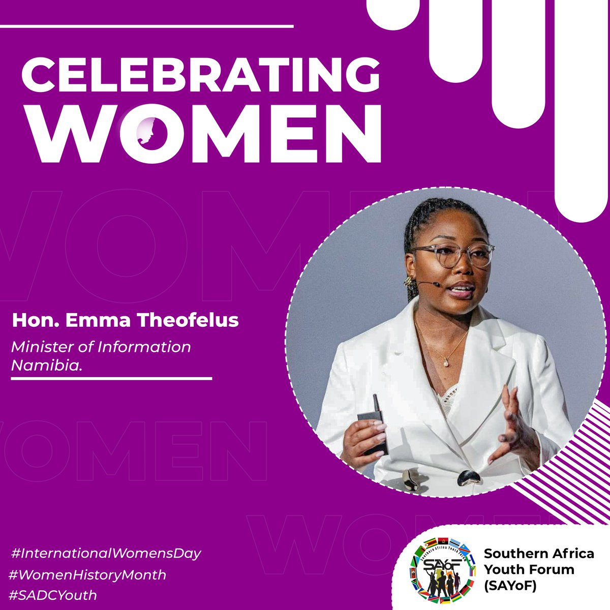 📣Women's History Month Spotlight Hon. Emma Theofelus, Member of Parliament🇳🇦 #WomensHistoryMonth #SADCYouth