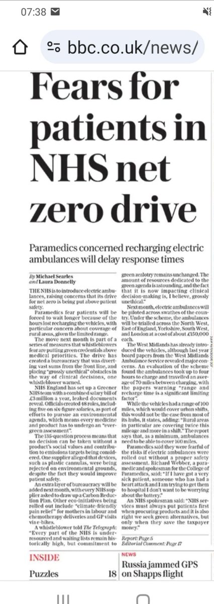 RaptureReadyUK's tweet image. 🚨🚨🚨
Electric ambulances?!🤔🙄🥴
My electric vacuum  cleaner takes longer to charge up than the time it takes to actually function! So, using that as an example, I have visions of queues of ambulances waiting to charge up whilst thousands of patients die.
#NetZeroScam