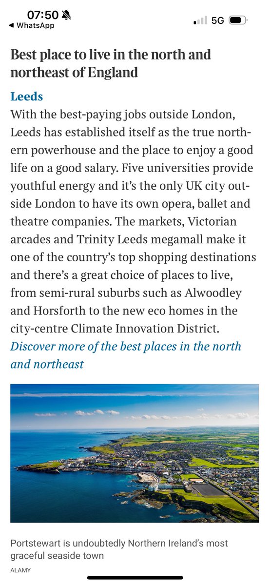 Leeds named the best place to live in the North in @thetimes today, as if we didn’t know… “Leeds is one of the greenest cities in the whole of Europe, it’s easy on the eye, and the people are lovely.”