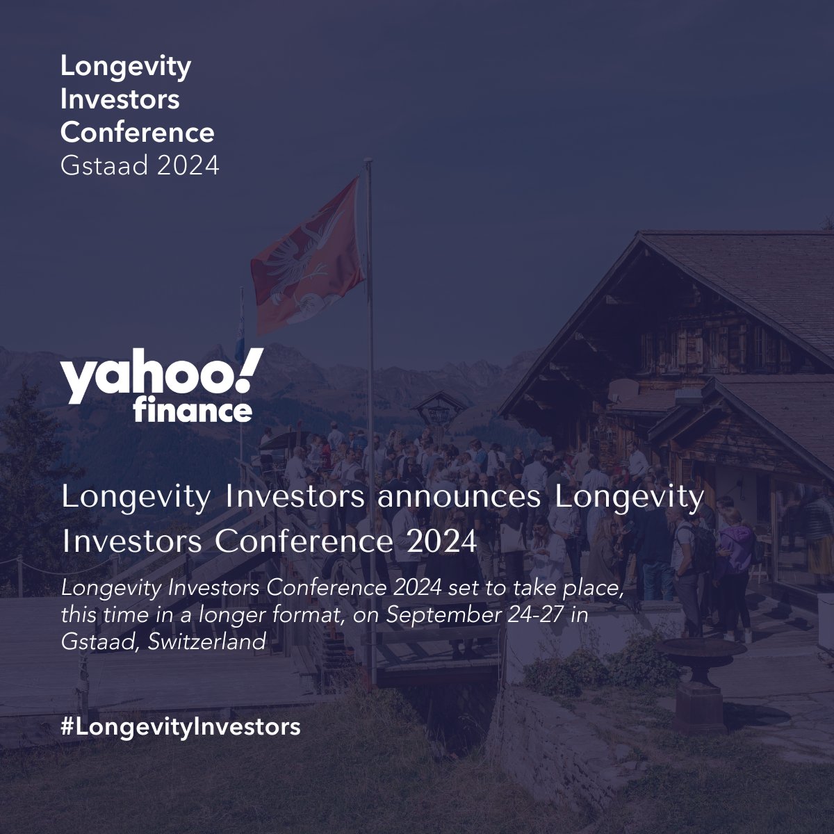 The Longevity Investors Conference 2024 will provide an experience brimming with enriching content and insightful discussions about longevity and longevity investing. 📈 Set to take place from September 24-27, in @BellevueGstaad, this year's conference boasts a longer format,