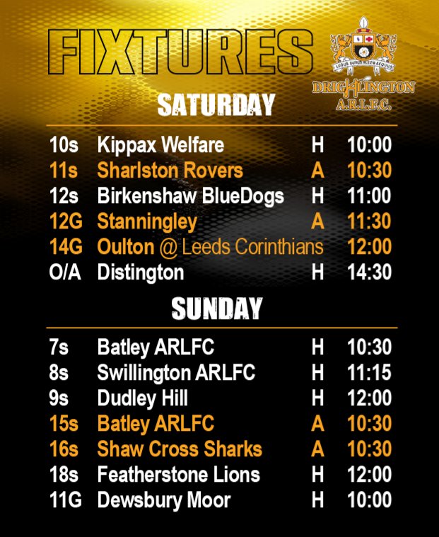 Bumper weekend of rugby 🖤💛 good luck to all our teams! #ADAW #upthedrig @OfficialNCL @YorkshireJunior