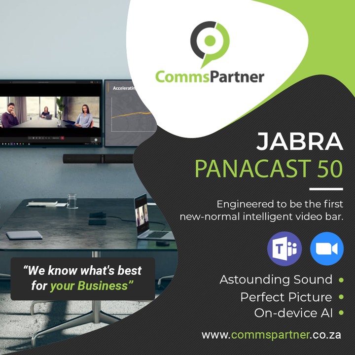 Commspartner's tweet photo. Introducing Jabra PanaCast 50 an integrated video collaboration bar with professional audio, innovative 180° video technology and a range of intelligence-driven features. For further information contact CommsPartner https://t.co/jEp1v78tBC https://t.co/pymwjqkODh