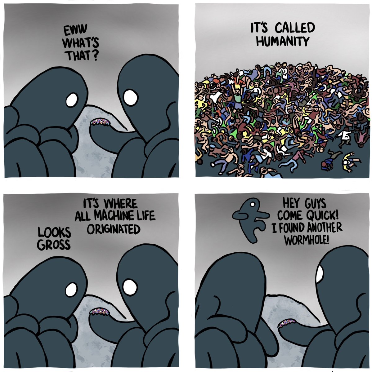 spaceavalanche's tweet photo. Hey NEW COMIC - Machine Learning
#machinelearning #openai #ai #comic #cartoon #comicstrip #sciencefiction #future #artificialintelligence #deeplearning #AGI #hunanity #robots https://t.co/v74qxi4BTQ