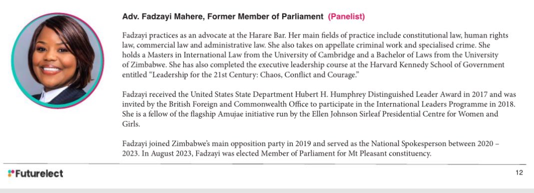 advocatemahere's tweet photo. 🟣I’m honoured to be speaking at @futurelectorg’s Alumni Leadership Summit this weekend. I hope to share a few thoughts on ethical leadership, navigating uncertain times and remaining sane, safe and effective as a political leader. I look forward to engaging the impressive young African leaders and experts in leadership, government and democracy-building from across Africa who will be attending. 

We need new leaders.🇿🇼