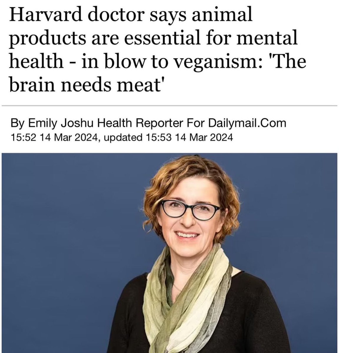 "Smadzenēm vajag gaļu!" Harvardas universitātes mediķe.

Komentārs: Šis secinājums ir kontekstā ar jauno virzienu psihiatrijā, kas uzsver metabolisko veselību. Gaļas patēriņš ir viena no labākajām lietām, kā stiprināt mentālo veselību.