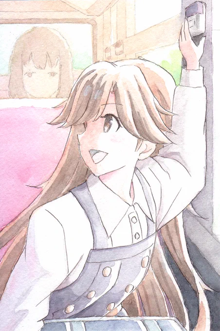 荒潮「押すよー」#アナログ #透明水彩 #艦これ #荒潮(艦隊これくしょん) 