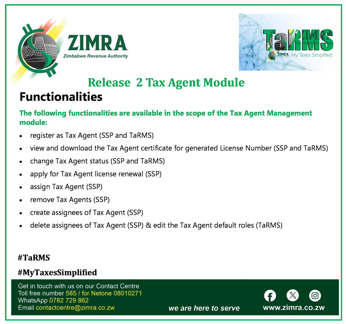 Zimra_11's tweet photo. Functionalities of the Tax Agent Module
#TaRMS https://t.co/fZ5HH9By7a