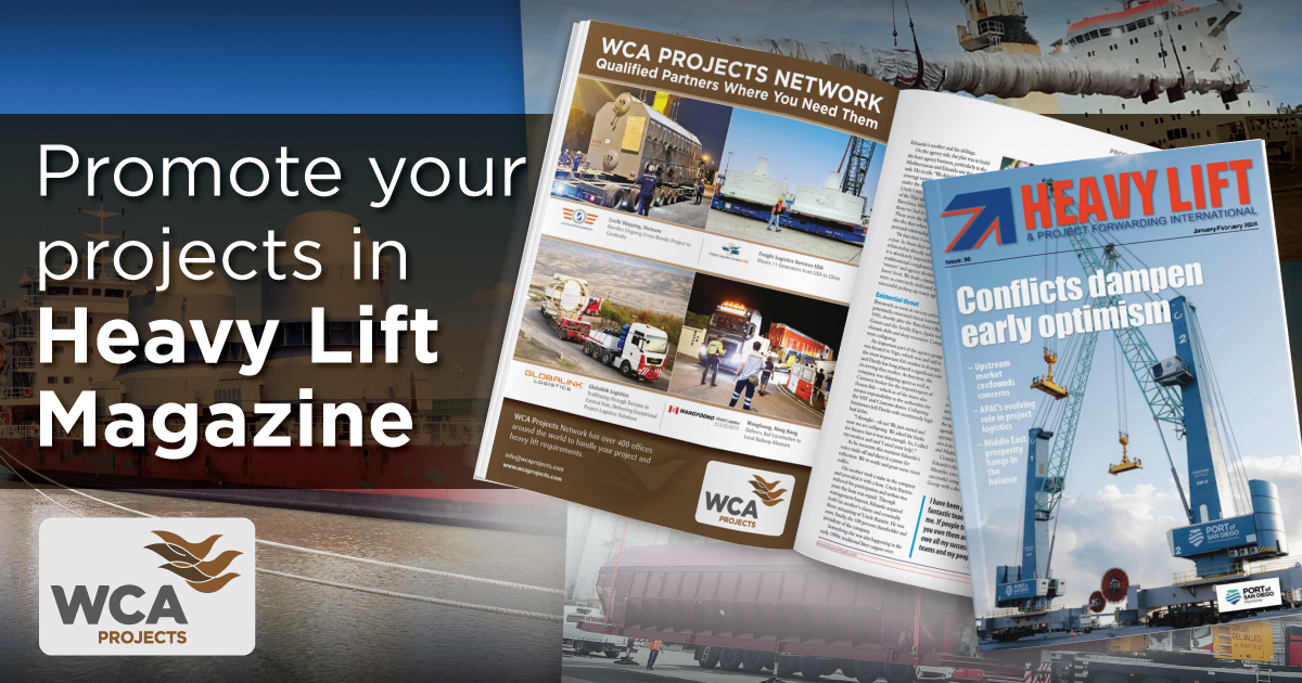 #WCAprojects runs a full-page advertisement in every issue of @HeavyLiftPFI. We feature the best cases submitted to us as Member #ProjectSpotlights. To submit case studies to WCA Projects, please contact info@wcaprojects.com #transport #heavytransport #heavyhaul #oversize