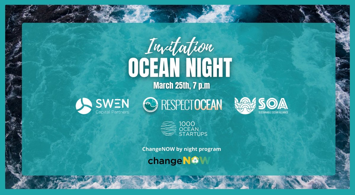 📣🌊🥂Paris, get ready to raise a glass to the ocean!

As part of #ChangeNOWbyNight 1000OS is co-hosting an Ocean Night; an opportunity to meet with fellow changemakers building & investing in ocean solutions

📅19h00, 25 March
📍Le Gloster
ℹ️ Registration helloasso.com/associations/r…