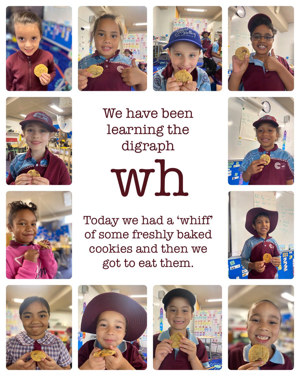 Ryan8Kellie's tweet photo. In our Stage One Phonics lesson today we learned the digraph βwhβ. We were excited to βwhiffβ some freshly baked cookies and write about it @NSWEducation #capturecurran #authenticlearning https://t.co/QFpe1zKP9X