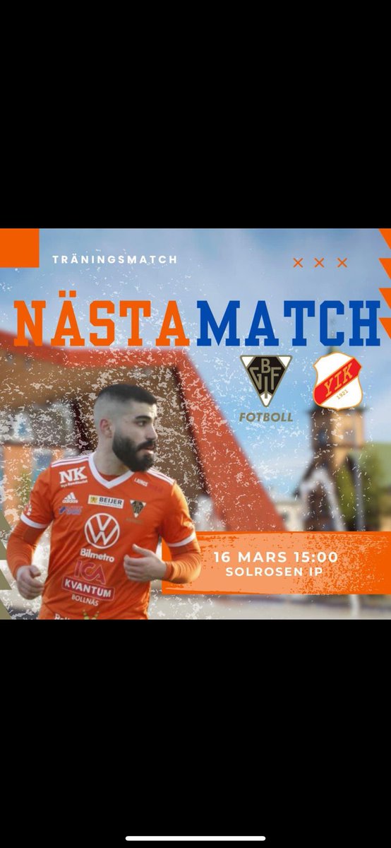Kom till Solrosen imorgon 15.00 och se våran träningsmatch mot div 2 laget Ytterhogdal 🧡💙