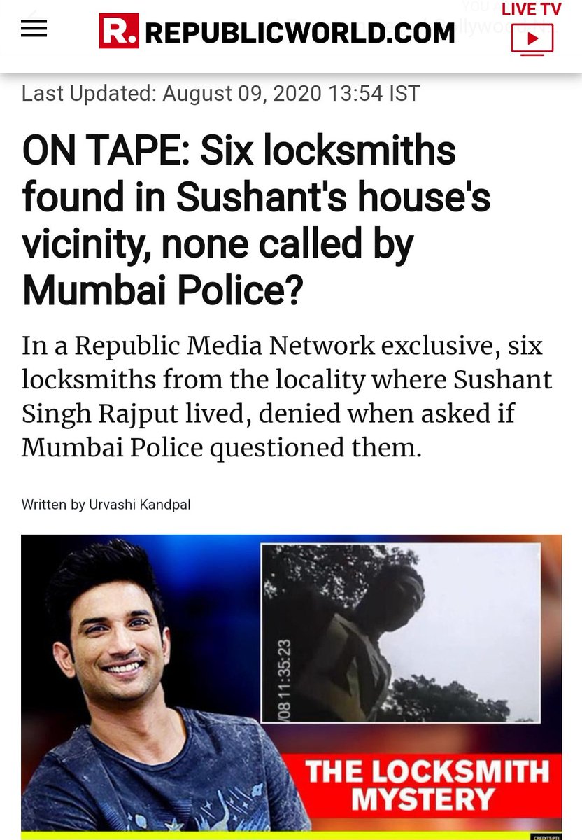 📌How did the keymaker arrive within 10-15 mins if he ws at a 3km radius?
📌Keymaker said he broke the door ⛔️ with hammer/🔪 Neeraj said with duplicate wire, but the lock was intact on 14th, the entire 'keymaker' story, big fat lie?

 <a href="/CBIHeadquarters/">Central Bureau of Investigation (India)</a>
Loopholes InSSR Staff Story