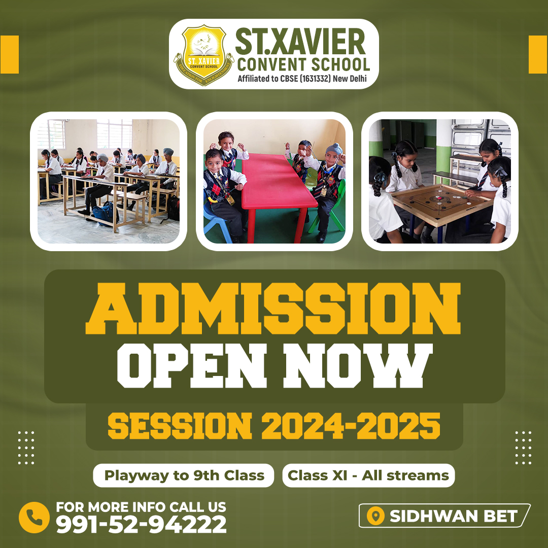 StXCSchool's tweet photo. Admission Open For 2023-2024
Playway to 9th Class (Class XI - All Streams)
No Admission Fees - Limited Seats - Hurry Up
St.Xavier Convent School
Call Now: +91 99152-94222
Sidhwan Bet (Jagraon)
#stxavierconventschool #admissionopen #noadmissionfees #admission #schooladmissionopen https://t.co/spn2dLAdhQ