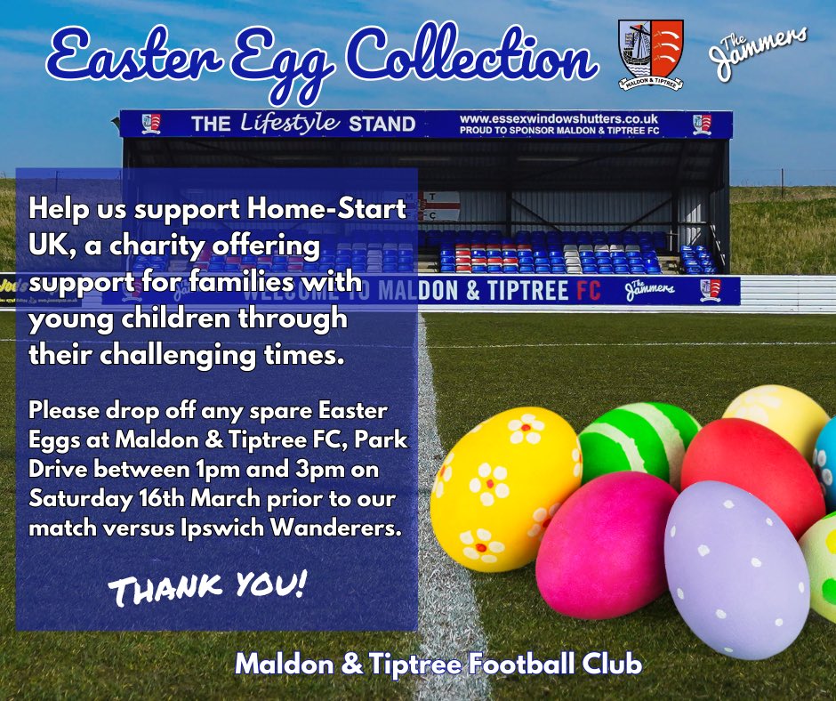 We are holding an Easter Egg collection prior to our match vs @_IWFC for @homestartuk We hope all attending fans will help support this worthwhile cause.
