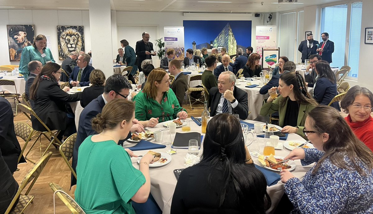 BrusselsNI's tweet photo. A fantastic start to the St Patrick’s Day weekend with our delicious Ulster Fry breakfast.🥓🍳

Thank you to Stonemanor and @Food_NI who made it all possible to provide such a delicious menu in Brussels! 💚

And special thanks to Jen from True North Life and @InvestNI_Europe !! https://t.co/9Y5IhrYqzc