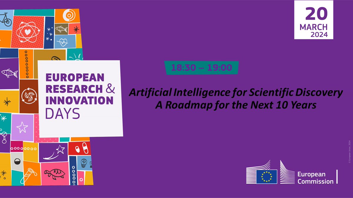 How will AI will support scientific breakthroughs in the next decade? What's the role of EU policy? Join on March 20 at our #AI4Science session at the 2024 EU R&I Days. Registration👉 europa.eu/!7bbD68