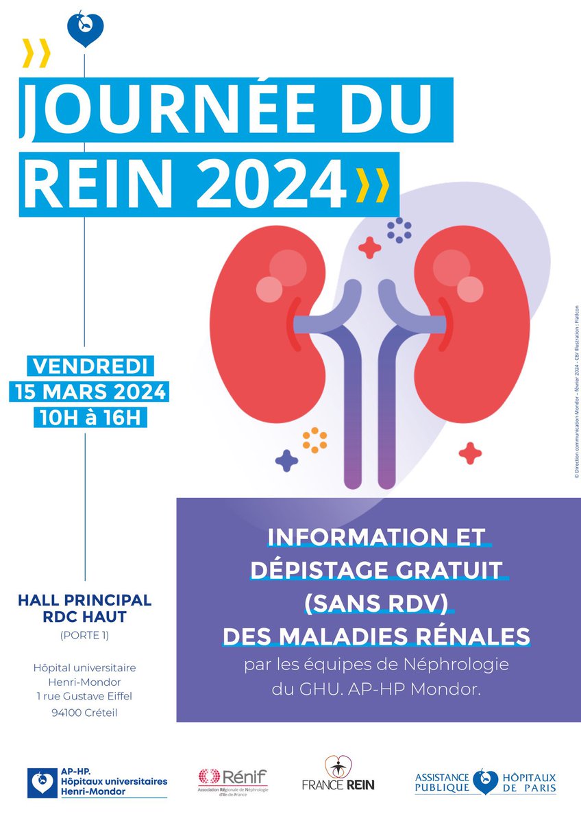 [📢📢] C’est aujourd’hui de 10h à 16h à l’hôpital universitaire Henri-Mondor !!! Au programme : Information, prévention, échanges avec les professionnels de santé, dépistage. Venez nombreux. @APHP @VilleCreteil @sudestavenir @valdemarne_94 @audard15