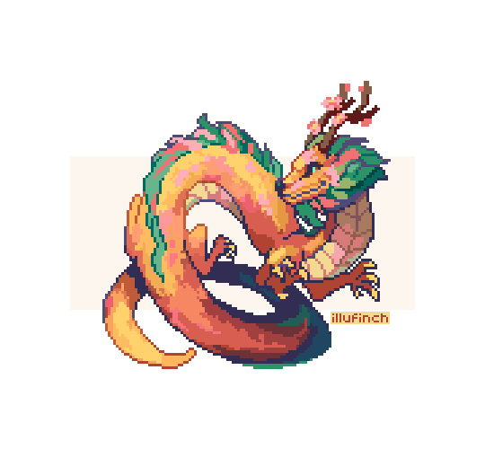 「a months worth of dragons #pixelart #ドット」|finchのイラスト