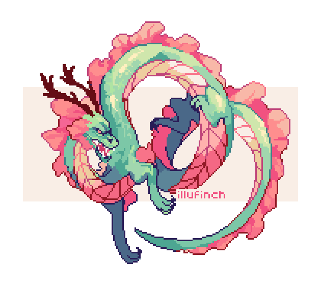 「a months worth of dragons #pixelart #ドット」|finchのイラスト