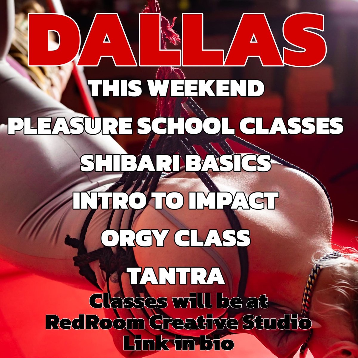 HappyKittenRope's tweet photo. 🔥 This weekend in Dallas, get ready to explore the depths of pleasure with us! 🌹 #PleasureSchoolDallas offers a tantalizing lineup:

Shibari Basics 🌌
Impact Training 💥
Orgy, Play Party, House Party! 🎉
Intro to Tantra 🕉

https://t.co/ID5rjQ2KrK https://t.co/3XJZYHsl2r