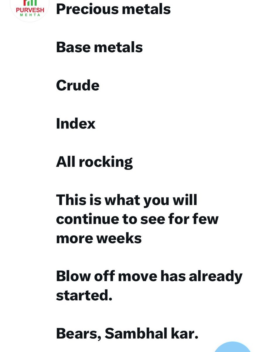 TA_Purvesh's tweet image. Well #crude #preciousmetals
#basemetals
#stocks
#btc and other coins

Sab bhaagte hai jab peechwade me 🔥 lagti hai tab