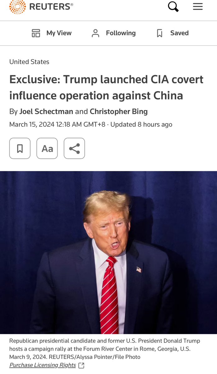 特朗普发起了中央情报局针对中国的秘密影响行动 据直接了解这项高度机密行动的前美国官员透露，唐纳德·特朗普总统上任两年后，授权中央情报局在中国社交媒体上发起一项秘密活动，旨在让中国公众舆论反对中国政府。