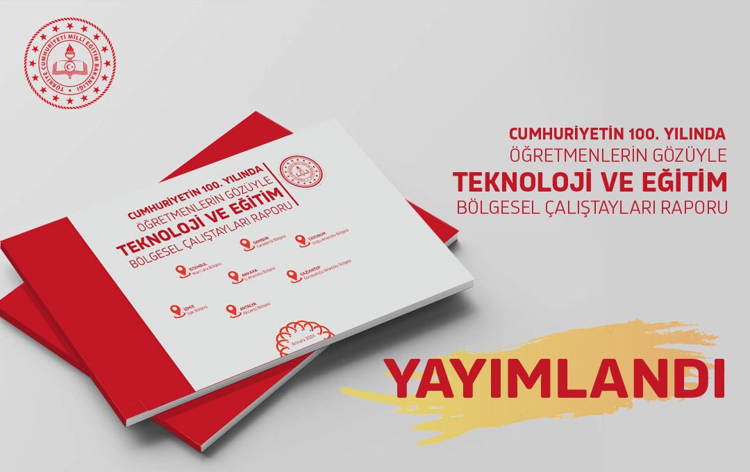 'Cumhuriyetin 💯. Yılında Öğretmenlerin Gözüyle Teknoloji ve Eğitim Bölgesel Çalıştayları Raporu” Yayımlandı Öğretmenler ve okul yöneticilerinin katılımlarıyla gerçekleştirilen çalıştaylarda 'Öğretmenlerin Bakış Açısıyla Teknoloji Kullanımı', 'Teknolojinin Eğitim Ortamlarında