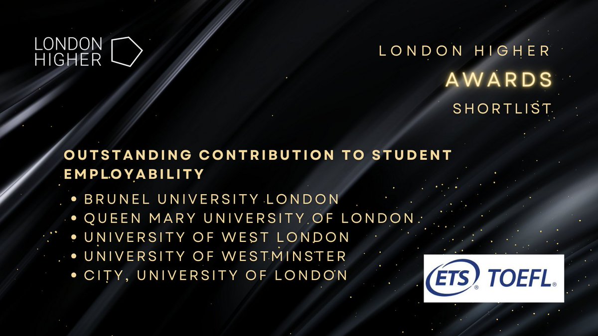 LondonHigher's tweet image. For Outstanding contribution to student employability, supported by @ETSGlobal, the shortlist is🌟...

@Bruneluni 
@QMUL 
@UniWestLondon 
@UniWestminster 
@CityUniLondon