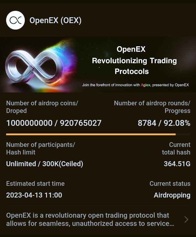 CORE_fan1's tweet image. #OpenEX mainnet loading... 

18th march #OpenEXNetwork will start auditing eligible wallet addresses 

Only 8% of #OEX airdropping remaining on satoshi app 

Join 🔗 btcs.fan/invite/1t11q
