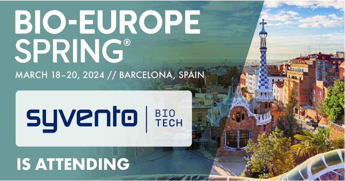 Syvento Biotech is thrilled to announce our participation at #BioEuropeSpring Conference!  Join us from 18 to 20 March in Barcelona to engage with industry leaders, explore cutting-edge innovations, and forge new partnerships in the biotech sphere.  #Biotech #Innovation