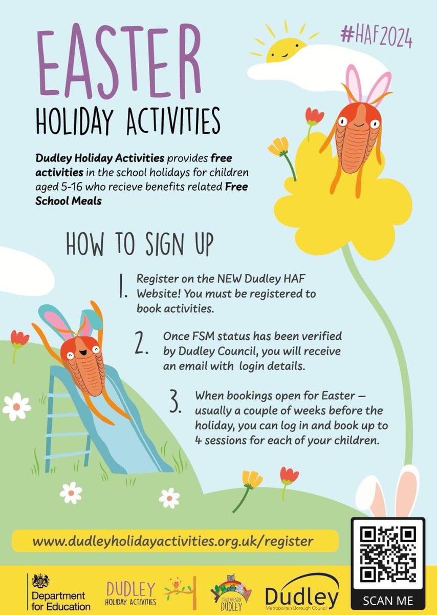 BSpaceUK's tweet photo. We're delighted to be delivering the HAF provision again, on behalf of Dudley Council, this Easter 🐣 Free to any youngsters aged 5-12 years who either live or attend a school in Dudley and are eligible for free school meals. Spaces are limited so follow the instructions https://t.co/7k7jVRl28s