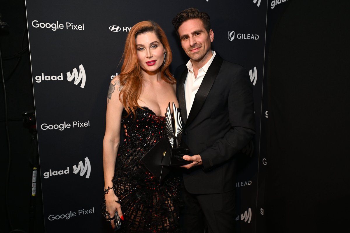 Andrea Pallaoro and Trace Lysette accept the Outstanding Film award for 'Monica' at the 35th GLAAD Media Awards in LA last night ✨ #GLAADAwards