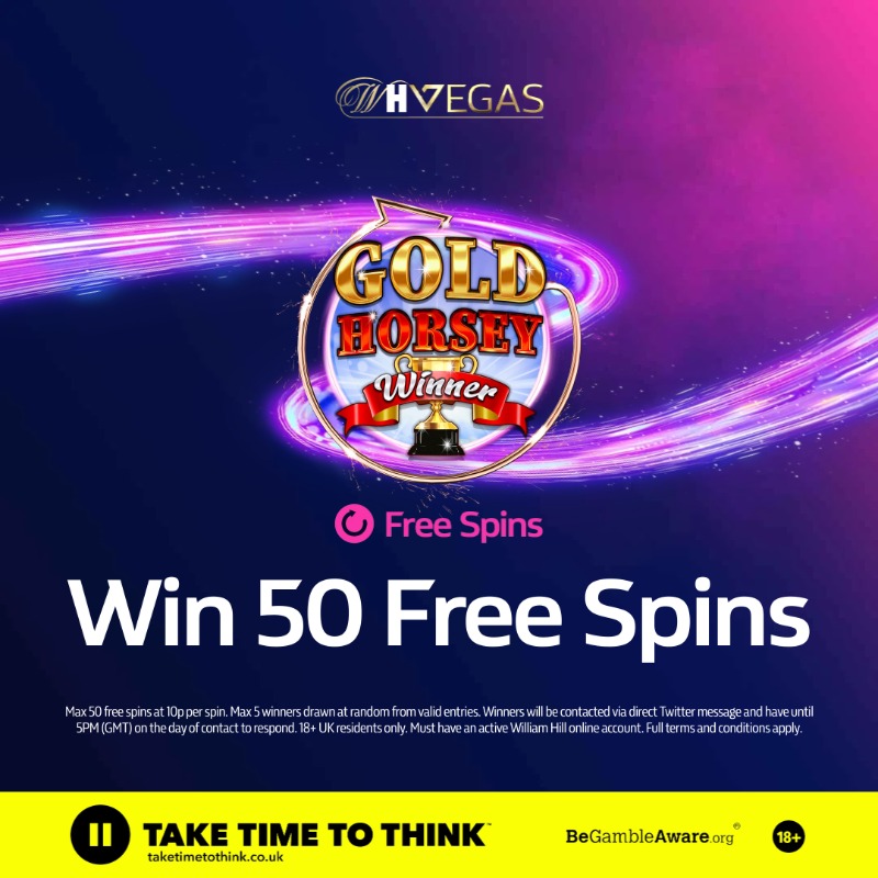 WillHillVegas's tweet photo. We're giving you the chance to win 50 Free spins to play on Gold Horsey Winner 

To enter:

👍 Follow @WillHillVegas
🔄 Retweet this post

The prize draw will run from 9:00am (GMT) until 11:59pm (GMT) on 15th March.

18+ | T&amp;Cs apply 👇