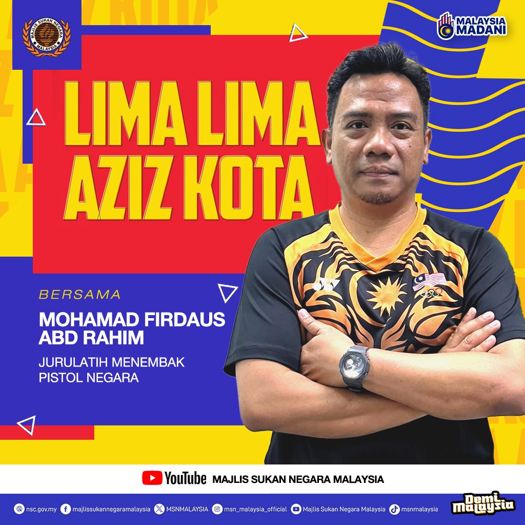 Saksikan Coach Firdaus dalam Lima-lima Bersama Aziz Kota pada jam 7.00 petang hanya di Saluran Youtube Majlis Sukan Negara dan Sukan TV RTM! #DemiMalaysia #KontinjenMALAYSIA #MalaysiaRoar