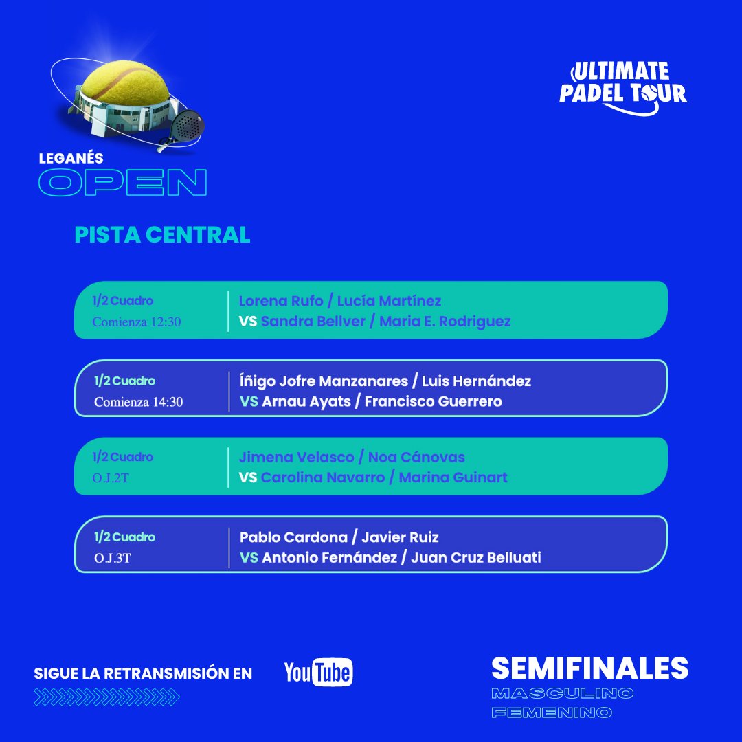UltimatePadel's tweet image. #VIERNESMOOD #UPTLeganés🥒

🙌 Desde las 12:30 #endirecto🔴, partidazos de semifinales en nuestro canal de youtube.

No falles, ¡te esperamos!, sí a 🫵

#UltimatePadelTour #UPT #padel #LiberaTuPasión
