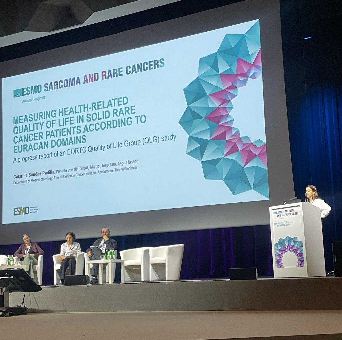 Winette_vdGraaf's tweet photo. Great to see attention @myESMO #SarcomaRareCancer meeting Lugano for HRQoL&diagnostic delay in rare cancer pts. Happy to see my team members on stage & the discussant referring to our previous work. @OlgaHusson @EmilyHolthuis @csimoes96 @EORTC_QLG @NKI_nl @marga_nfk @NFKkanker https://t.co/oWwulS1zz5