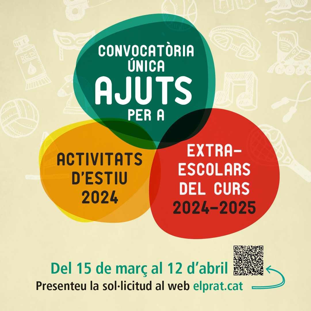 📣 L’Ajuntament, per garantir la igualtat d’oportunitats en l'accés al lleure educatiu i esportiu, posa avui en marxa la convocatòria d’ajuts per a:

👉 Activitats d'estiu
👉 Activitats extraescolars per al curs vinent

⏳  Sol·licituds fins el 12 d’abril

elprat.cat/actualitat/not…