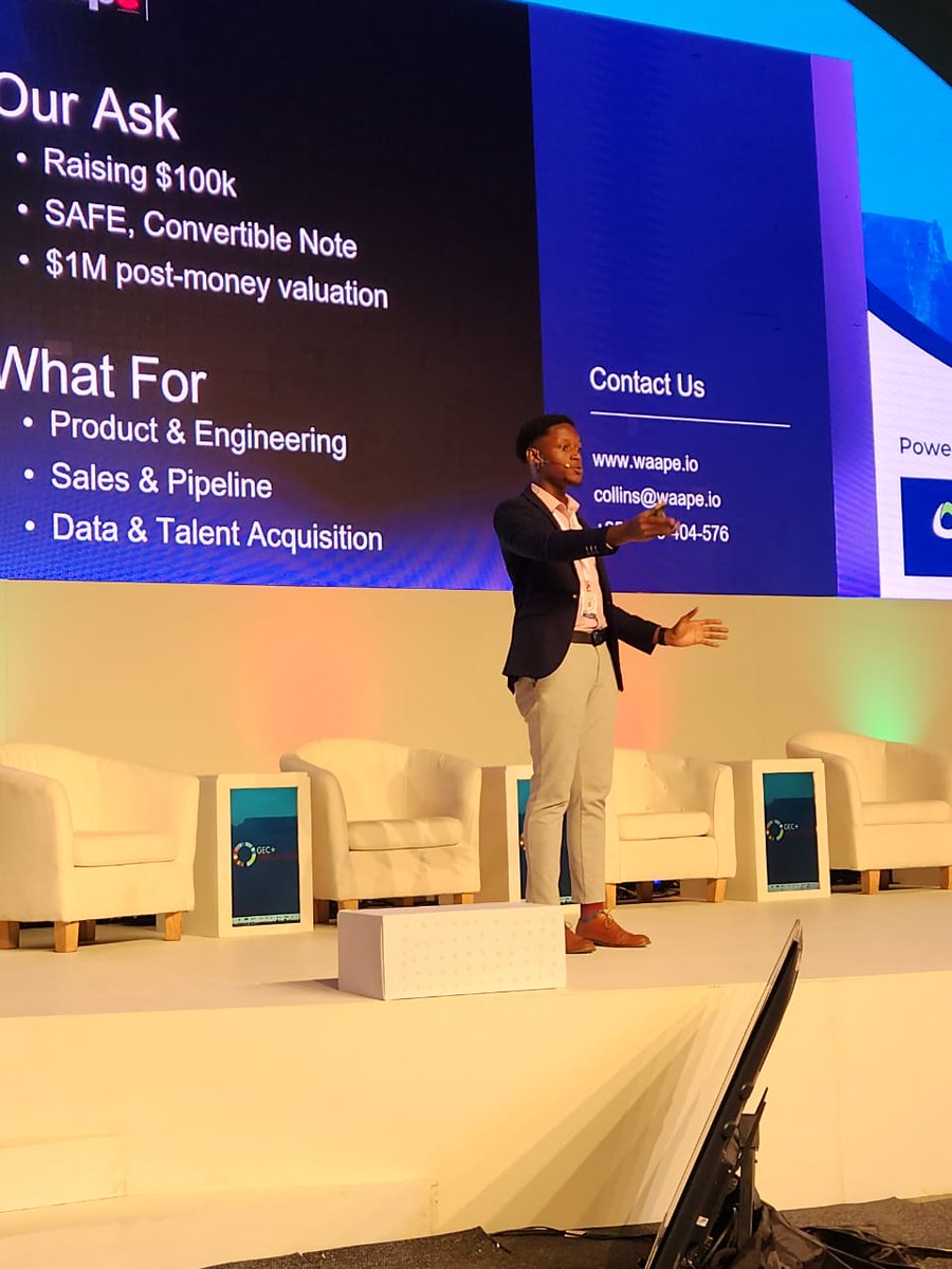 Rtn. Rosemary Mutyabule (@rmutyabule) on Twitter photo Collins Mbulakyalo (<a href="/musacoli/">Coll Mi Mbulakyalo ๐บ๐ฌ</a>) of <a href="/waape_/">Waape | Africa's Digital Talent Marketplace</a> presents during finals of the Entrepreneurship World Cup GEC+ Cape Town.
#GECPlusAfrica24 was marked by an remarkable display of innovation, collaboration, and insightful discourse.ย
#GECPlusAfrica24 #ConnectingAfrica #GENSouthAfric Collins Mbulakyalo (<a href="/musacoli/">Coll Mi Mbulakyalo ๐บ๐ฌ</a>) of <a href="/waape_/">Waape | Africa's Digital Talent Marketplace</a> presents during finals of the Entrepreneurship World Cup GEC+ Cape Town.
#GECPlusAfrica24 was marked by an remarkable display of innovation, collaboration, and insightful discourse.ย
#GECPlusAfrica24 #ConnectingAfrica #GENSouthAfric