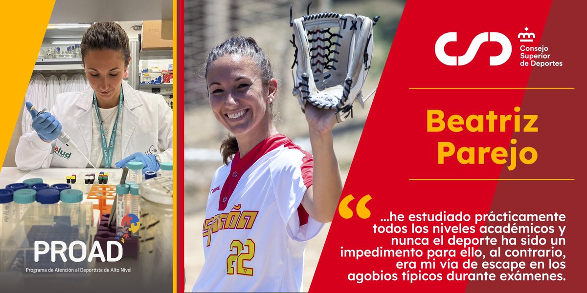 🥎 A Beatriz Parejo (<a href="/Beiii22/">Beatriz Parejo</a>) ser deportista de alto nivel en sófbol le ha ayudado a desarrollar su carrera académica.

Graduada en Ciencias Biomédicas y doctorada, nuestra deportista #PROAD nos cuenta su experiencia. 

Entrevista ▶️ proad.csd.gob.es/categoria/proa…
 
#SomosCarreraDual