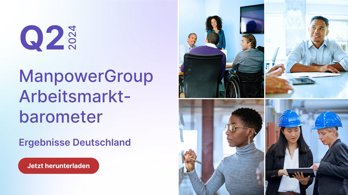 Die Ergebnisse des #ManpowerGroup Arbeitsmarktbarometers Q2 2024 sind da: Der #NBA sinkt in Deutschland auf 17%. Höchste Personalnachfrage: Gesundheitswesen &amp; IT. In Berlin: Stellenmarkt am stärksten. Erfahren Sie mehr: bit.ly/3Th3SNF
#MEOS #Arbeitsmarkt