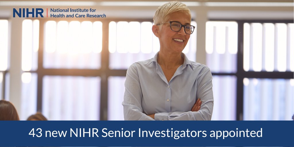 Today we're pleased to announce the appointment of 43 new NIHR Senior Investigators. 21 have been appointed for a second term. They are among the most prominent and prestigious researchers funded by the NIHR. Read more about the appointments: nihr.ac.uk/news/43-resear…