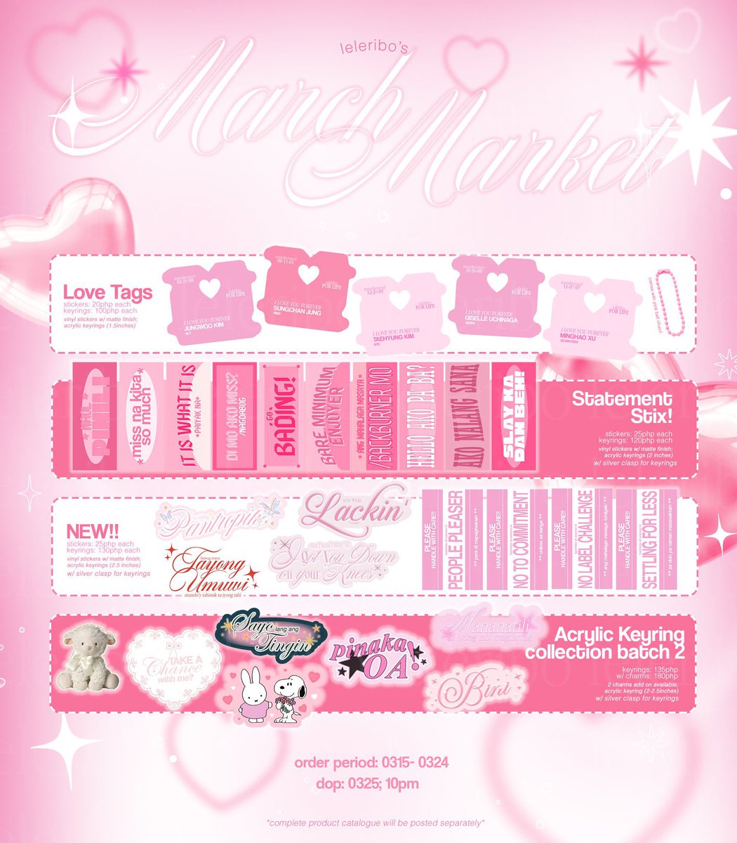 leleribo_'s tweet image. 𐙚 ⊹ ࣪ ˖ march market! ° ᡣ𐭩 . ° .

✧ form is open until 0324!
★ dop: 0325₊ ⊹

🖇️tinyurl.com/2wvatajr

⋆⭒˚.⋆ dm us for intl GO! 𓏲 ๋࣭ ࣪ ˖