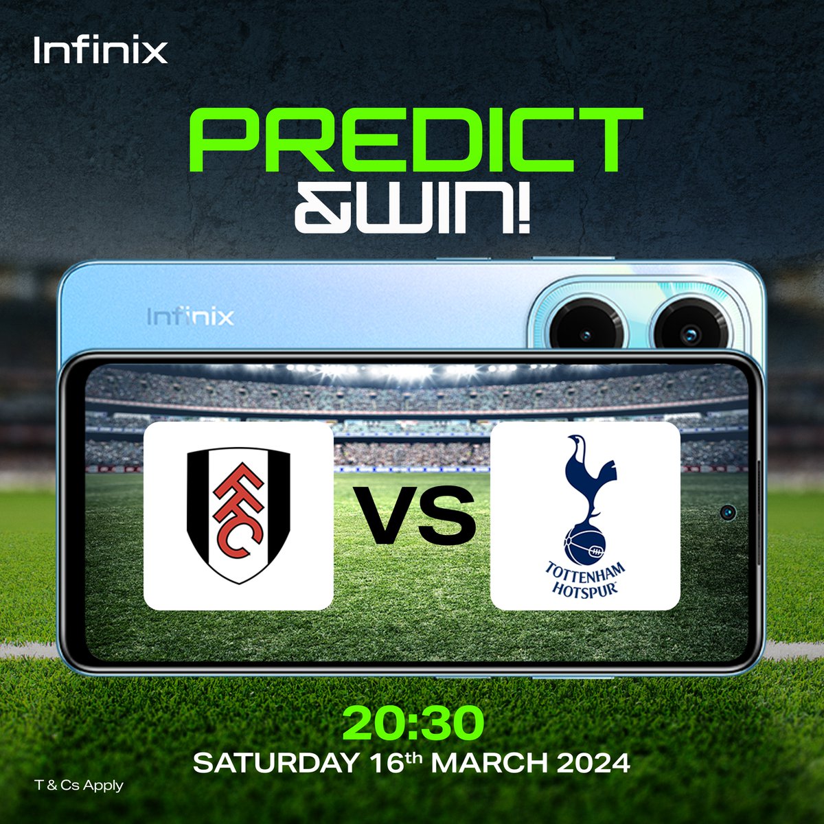 infinixuganda's tweet image. Can you predict the correct scores as Fulham plays against Tottenham this Saturday?
*Like and share this post.
*Share as many times as possible.
*Predictions must be made before kickoff.
#PredictTheScore