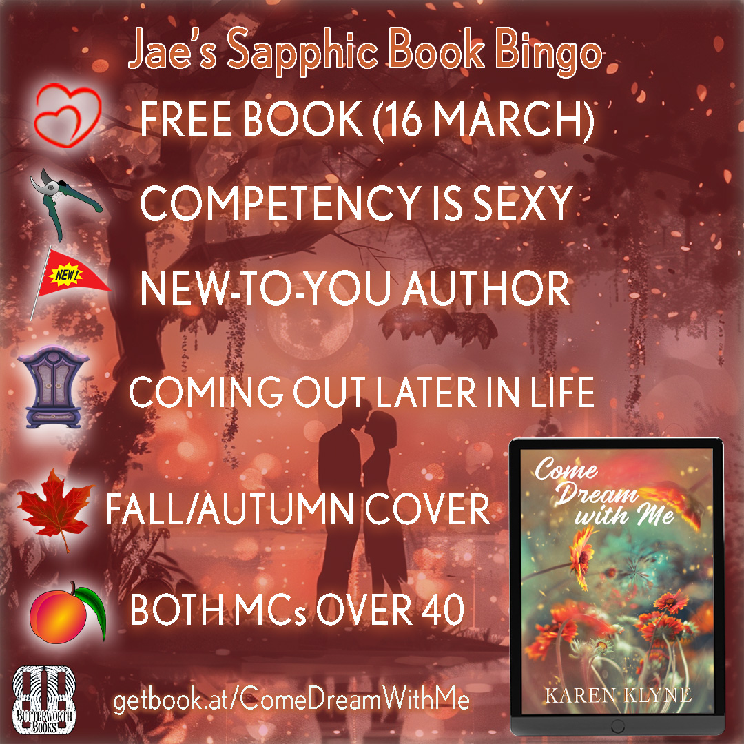 After facing some serious health challenges, Karen Klyne is back in action! Tomorrow, she's giving away her romance 'Come Dream with Me' for free on Amazon ALL DAY to celebrate. Get it for the FREE book spot on Jae's Sapphic Book Bingo! 🌟📚 #SapphicRomance #FreeBook