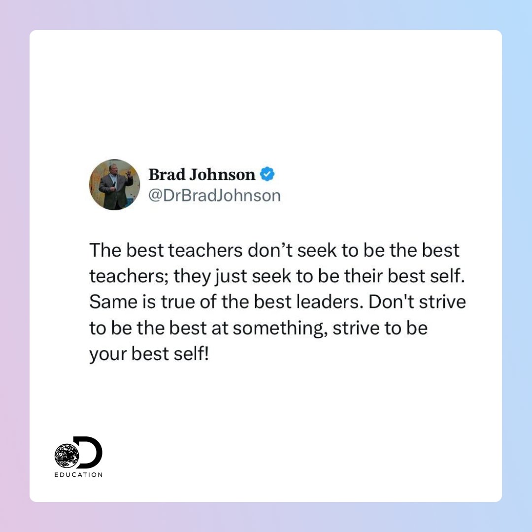 Your impact on your students, school, and community starts with showing up and being the best version of YOU you can offer each day 🌟 From @drbradjohnson on X