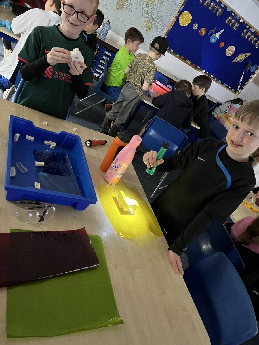 Science Day 🔦 Experiment 3: using torches to explore how shadows are formed and how they can be changed in size. @StJBoscoPrimary